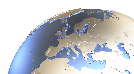 Image showing Europe on metallic Earth