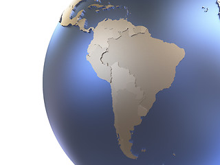 Image showing South America on metallic Earth