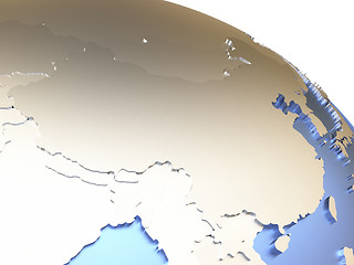 Image showing China on metallic Earth