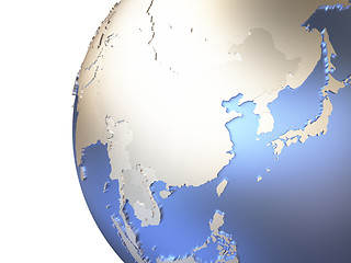 Image showing Asia on metallic Earth
