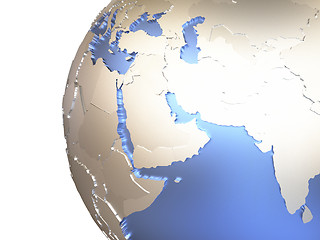 Image showing Middle East on metallic Earth