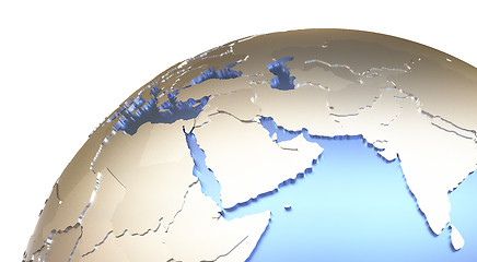 Image showing Middle East on metallic Earth