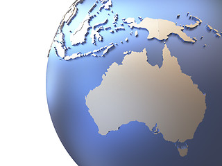 Image showing Australia on metallic Earth