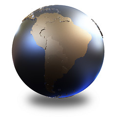 Image showing South America on metallic Earth