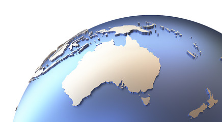 Image showing Australia on metallic Earth