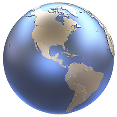 Image showing Americas on metallic Earth