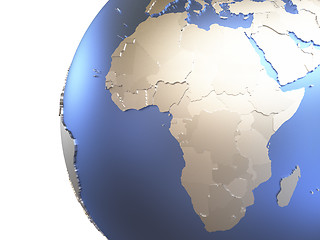 Image showing Africa on metallic Earth