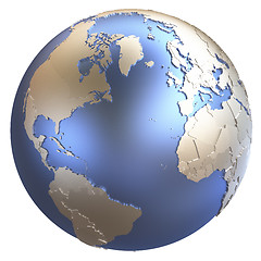Image showing North America and Europe on metallic Earth
