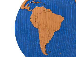 Image showing South America on wooden Earth