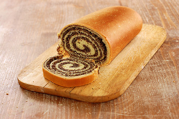 Image showing still life of poppy bread loaf in kitchen