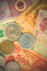 Image showing Coins gears on the money background