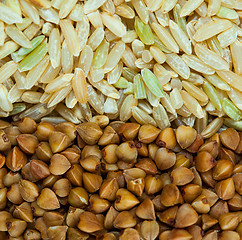 Image showing brown rice and buckwheat