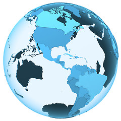 Image showing Americas on translucent Earth