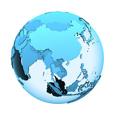 Image showing Asia on translucent Earth