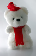 Image showing Teddy bear with Santa hat on a white background