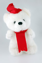 Image showing Teddy bear with Santa hat on a white background