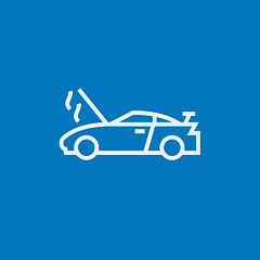 Image showing Broken car with open hood line icon.