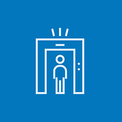 Image showing Man going through metal detector gate line icon.