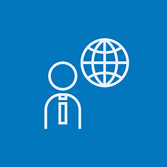 Image showing Man with globe line icon.