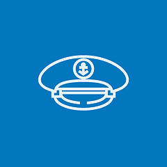 Image showing Captain peaked cap line icon.