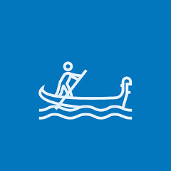 Image showing Sailor rowing boat line icon.