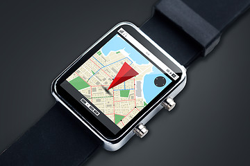 Image showing close up of smart watch with gps navigator map