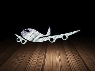 Image showing Travel concept: Airplane in grunge dark room