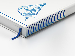 Image showing Vacation concept: closed book, Train on white background