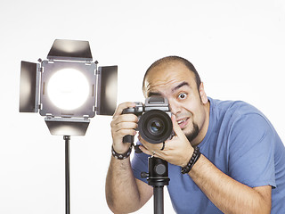 Image showing professional photographer with photographic equipment