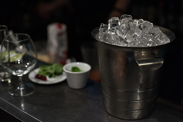 Image showing Ice bucket with ice cubes