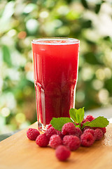 Image showing fruit drink with raspberries