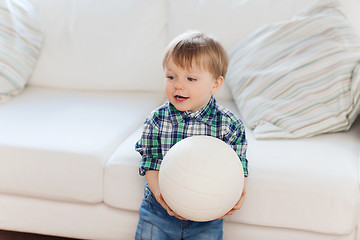 Image showing happy little baby boy with ball at home