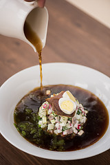 Image showing Traditional Russian kvass soup okroshka