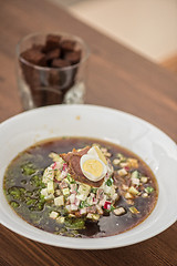 Image showing Traditional Russian kvass soup okroshka