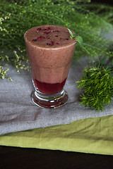 Image showing raspberry smoothie with basil