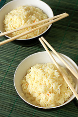 Image showing Two bowls of healthy organic rice