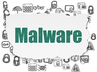 Image showing Safety concept: Malware on Torn Paper background