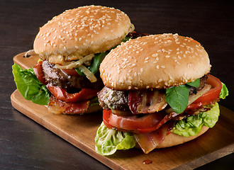 Image showing Two Tasty Hamburgers