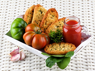 Image showing Tomato Juice and Bread