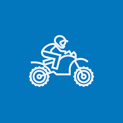 Image showing Man riding motocross bike line icon.