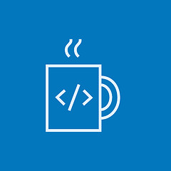 Image showing Cup of coffee with code sign line icon.