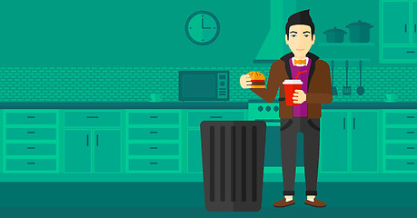 Image showing Man throwing junk food.