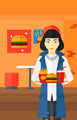 Image showing Woman with fast food.