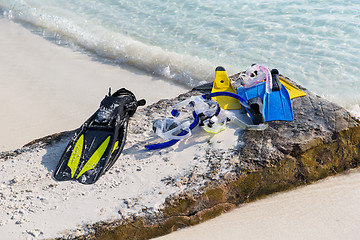 Image showing diving gear on beach