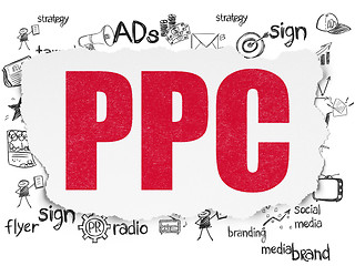 Image showing Marketing concept: PPC on Torn Paper background