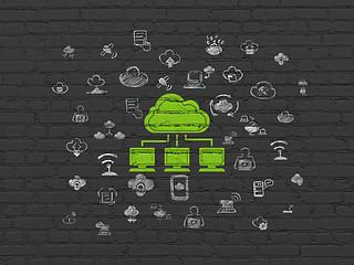 Image showing Cloud technology concept: Cloud Network on wall background