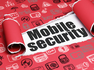 Image showing Safety concept: black text Mobile Security under the piece of  torn paper