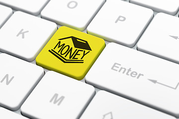 Image showing Currency concept: Money Box on computer keyboard background