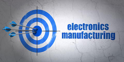 Image showing Manufacuring concept: target and Electronics Manufacturing on wall background