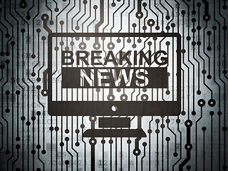 Image showing News concept: circuit board with Breaking News On Screen